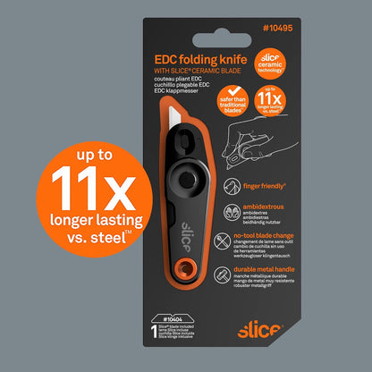 Slice Everyday Carry (EDC) Folding Knife | Heavy Duty Utility Knife | Modern Pocket Knife | Safe Ceramic Blade Lasting 11x Longer Than Metal | Compact and Convenient Box Cutter | 1 Pack