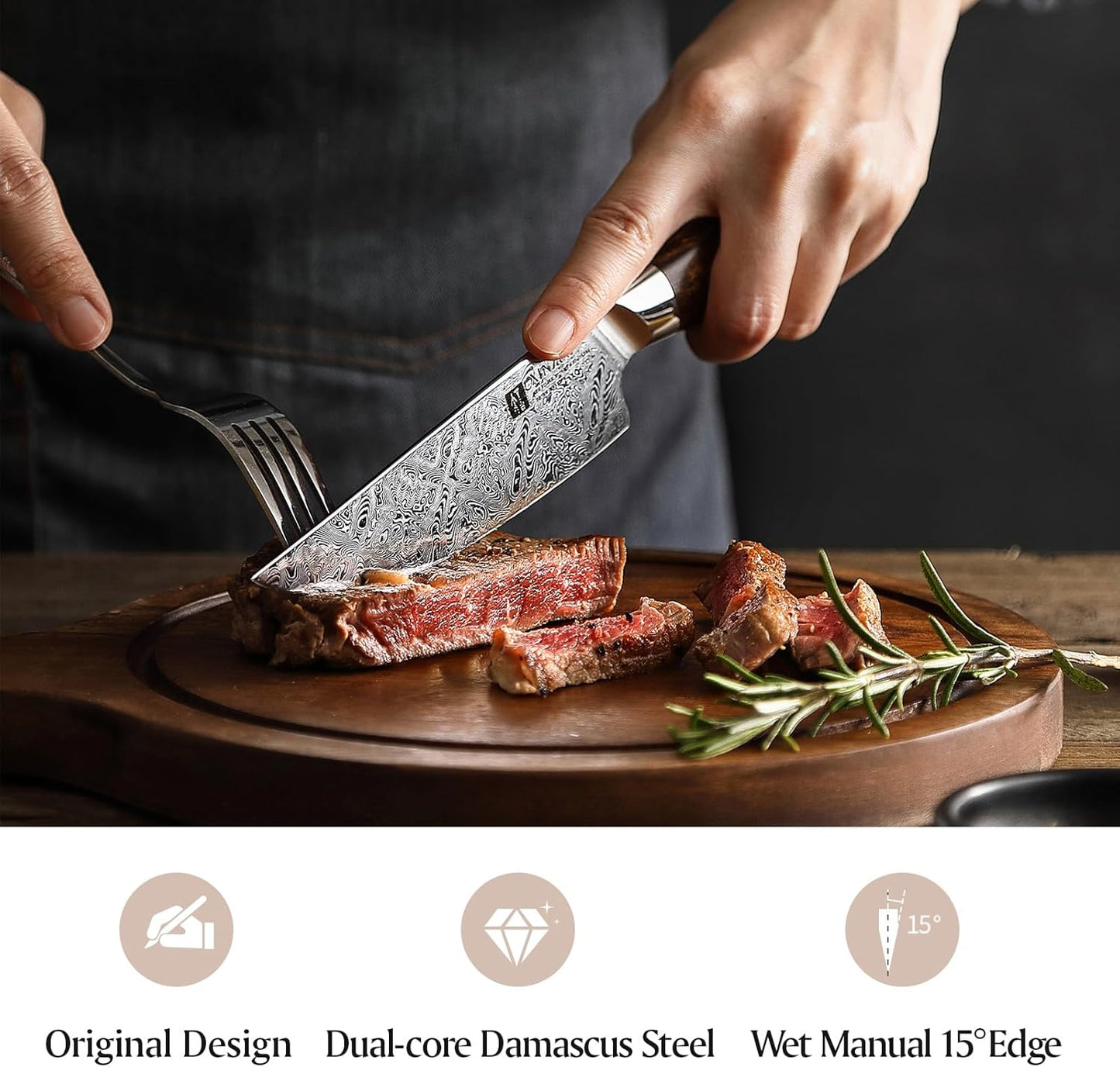 XINZUO 8.3 Inch,110 Layers Damascus Steel Chef Knife Cleaver, Professional Hand Forged Kitchen Cooking Knife,Full Tang,Sharp Slicing Knife Gyuto Knife-North America Desert lron Wood Handle