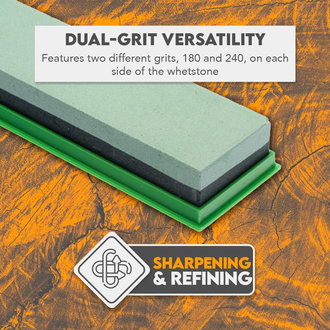 SE 8-Inch Silicon Carbide Double-Sided Whetstone - Sharpening Stone with 120 and 240 Grits, Includes Blue Storage Case SS72BK