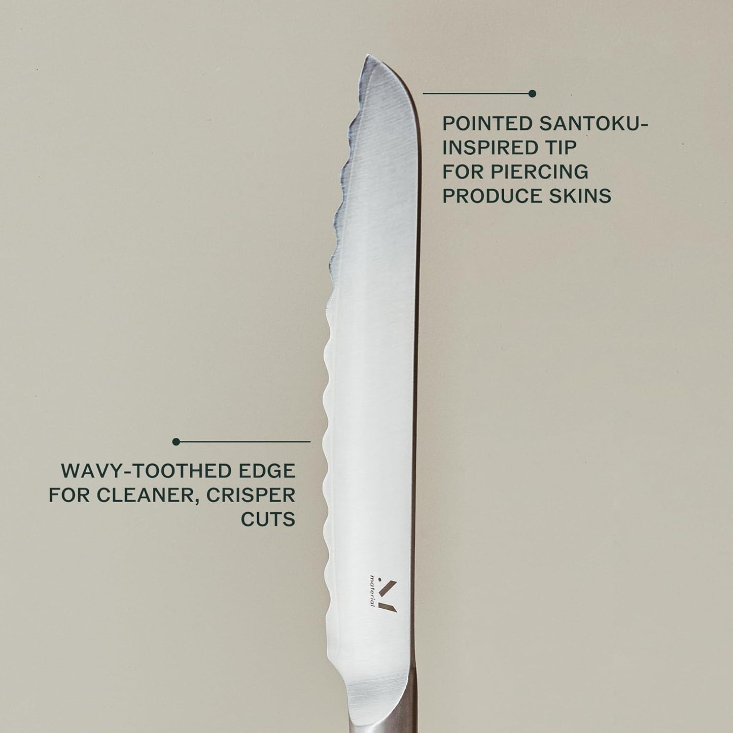 Material, Serrated Bread Knife 6", Bread Knife for Homemade Bread, Serrated Kitchen Knife, Carbon Stainless Steel Santoku-Inspired Blade, Razor-Sharp addition to your Chef Knife Set, Almost Black