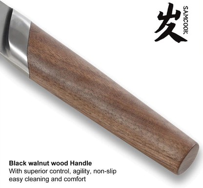 SAMCOOK Chef Knife,8 Inch Professional Sharp Hammered Damascus Knife,Japanese VG-10 High Carbon Stainless Steel Kitchen Gyuto knife,Ergonomic Black Walnut Handle with Premium Gift Box