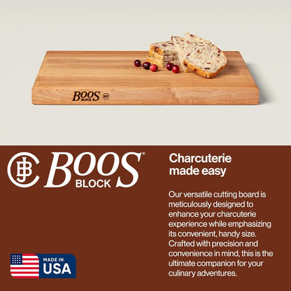 John Boos R-Board Series Rectangular Wooden Maple Cutting Board 20”x15” – 1.5” Thick, 12-lb Reversible Butcher Block with Edge-Grain & Finger Grips – Made in the USA