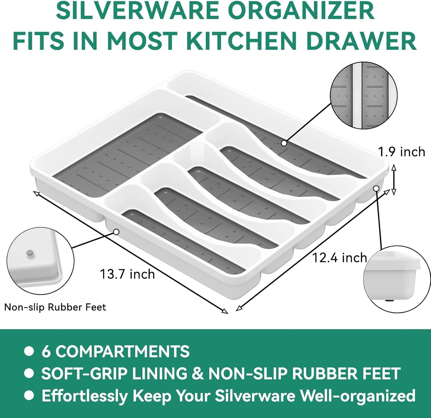 JUNLIN 49 Pieces Black Silverware Set with Steak Knives, Stainless Steel Silverware with Organizer Flatware Utensils Set for 8, Forks and Spoons Silverware Set Cutlery Set