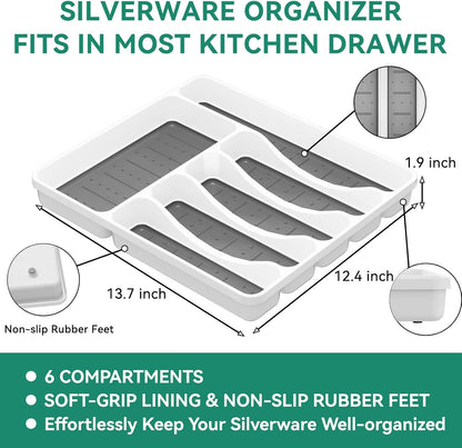 JUNLIN 49 Pieces Black Silverware Set with Steak Knives, Stainless Steel Silverware with Organizer Flatware Utensils Set for 8, Forks and Spoons Silverware Set Cutlery Set