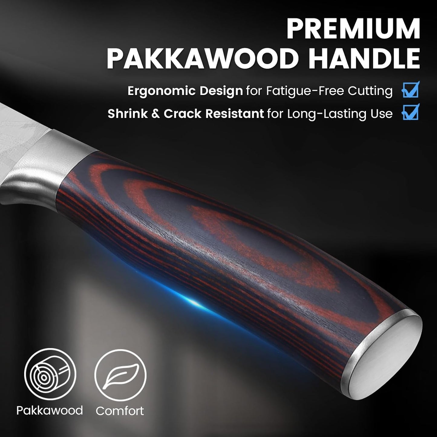 DiiHAUZZ 7 Inch Fillet Knife for Fish, Razor Sharp Boning Knife High Carbon Stainless Steel for Poultry Deboning and Meat Cutting, Japanese Filleting Knives with Ergonomic Pakkawood Handle, Sheath