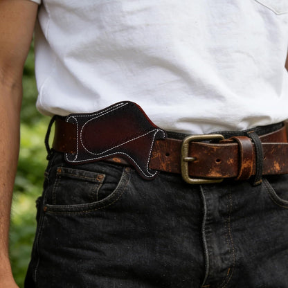 Leather Knife Sheath, Folding Pocket Knife Holder for Belt Compact EDC Leather Sheath for Carrying Folding Knives (Brown)