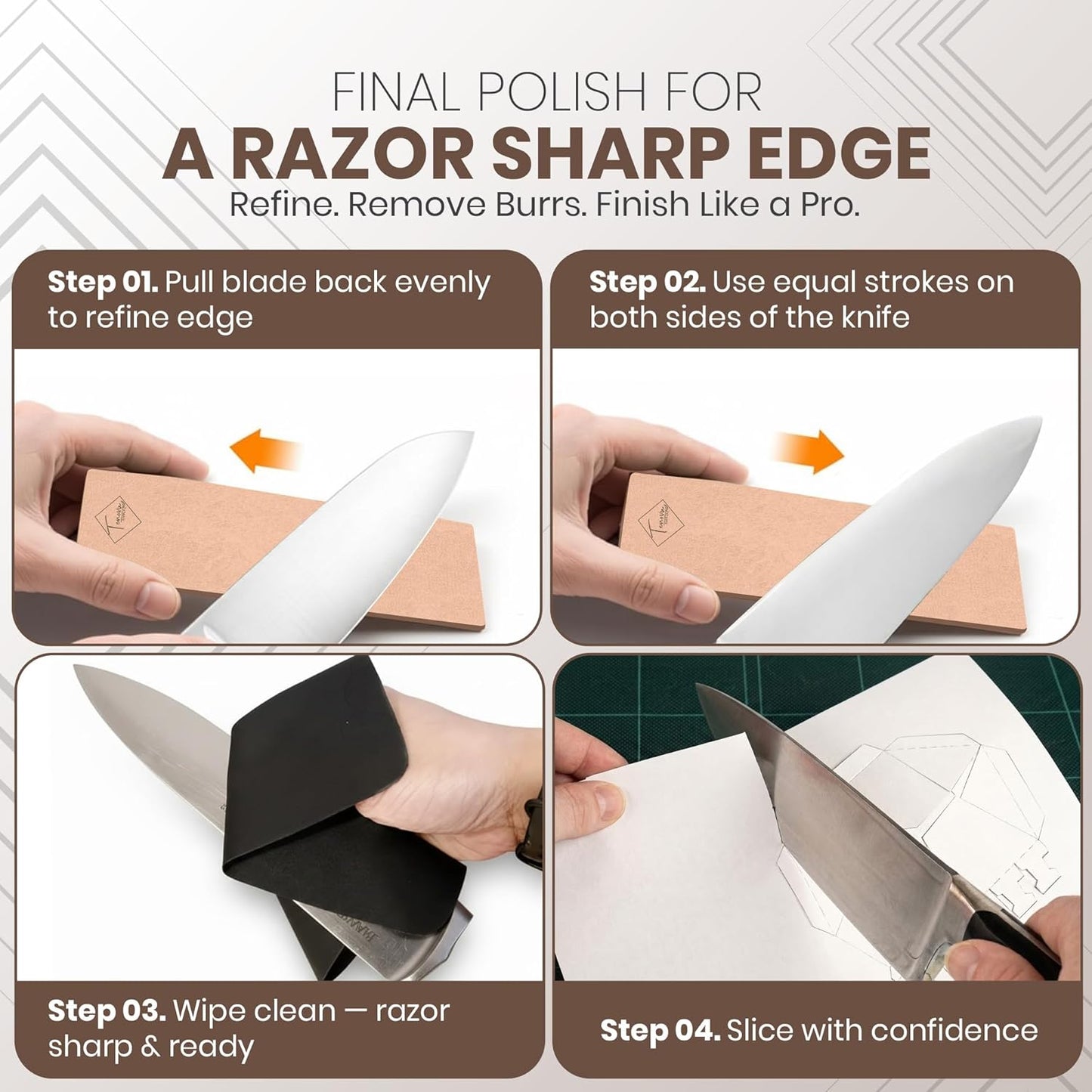 Magnetic Rolling Knife Sharpener Kit – Snap-On Diamond Discs, 15° & 20° Dual Angle Guide, 5 Disc Kit with Leather Strop, & Microfiber Cloth – Kitchen Knife Sharpener Set