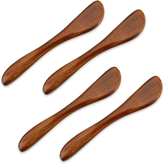 Hariendny 4Pcs Wooden Butter Knife 6 Inch Jelly Cheese Spreaders Sandwich Spreaders Condiment Knive Wooden Mini Spatulas for Kitchen