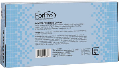 ForPro Disposable Nitrile Gloves, Chemical Resistant, Powder-Free, Latex-Free, Non-Sterile, Food Safe, 4 Mil