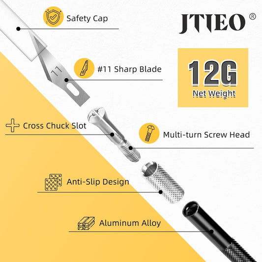 JTIEO 74 Pack Hobby Knife Exacto Knife with 4 Upgrade Sharp Hobby Knives and 70 Spare Craft Knife Blades for Art, Scrapbooking,Stencil
