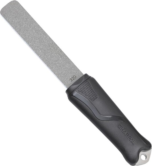 SHARPAL 120N Dual-Grit Diamond Sharpening Stone File with Angle Guide, 220/600 Grit Tool Sharpener for Lawn Mower Blades, Axes, Hatchets, Machetes, Hedge Shears, Knives, Chisels & Drills