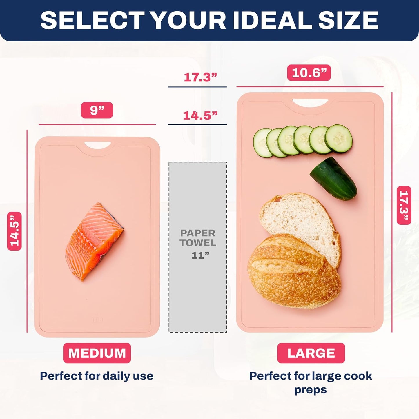 TPU Cutting Board Flexible Mat, 14.5" x 9" Nonslip Korean Cutting Board for kitchen, BPA Free Flexible Chopping Board, TPU Material Double-sided Dishwasher Safe
