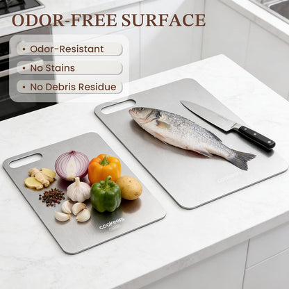 Titanium Cutting Board for Kitchen, 11.5"L x 8"W Small Metal Non Toxic Cutting Boards Dishwasher Safe, Chopping Board for Meat, Fruit, Vegetables, Outdoor, Camping (No Mat)