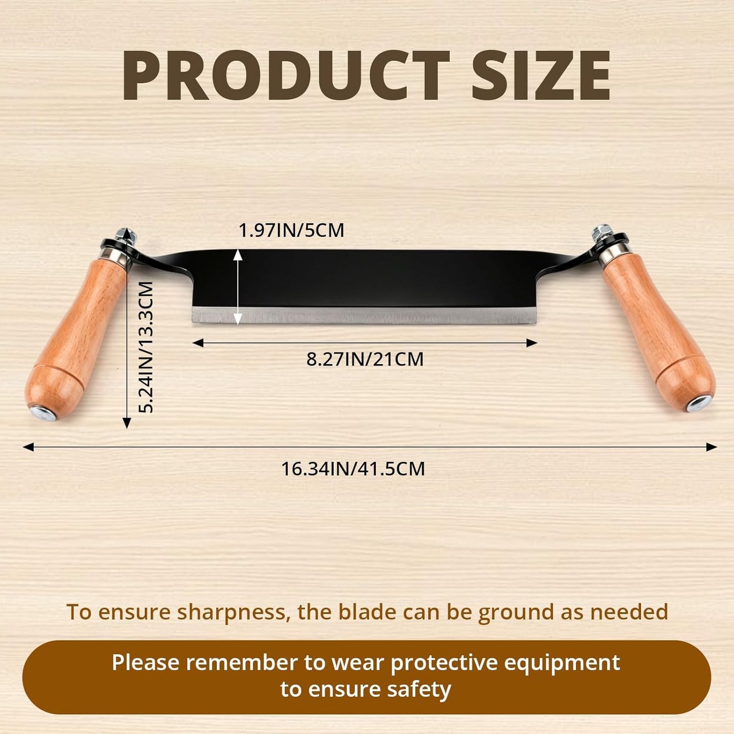 8 Inches Draw Knife Debarking Tool for Woodworking, Straight Draw Shave Knife Wood Carving Hand Tool for Tree Bending Broach Peeling, Whittling, Shaping, Detailing, Stripping