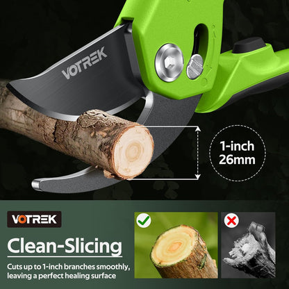 VOTREK® Pruning Shears, [Patented Stepless Handle Opening] - Garden Clippers with Ultra-Sharp SK5 Steel for Weak Hand, Bonsai Scissor Universal Fit for All Hand Sizes, Effortlessly Cut 1-Inch Branches