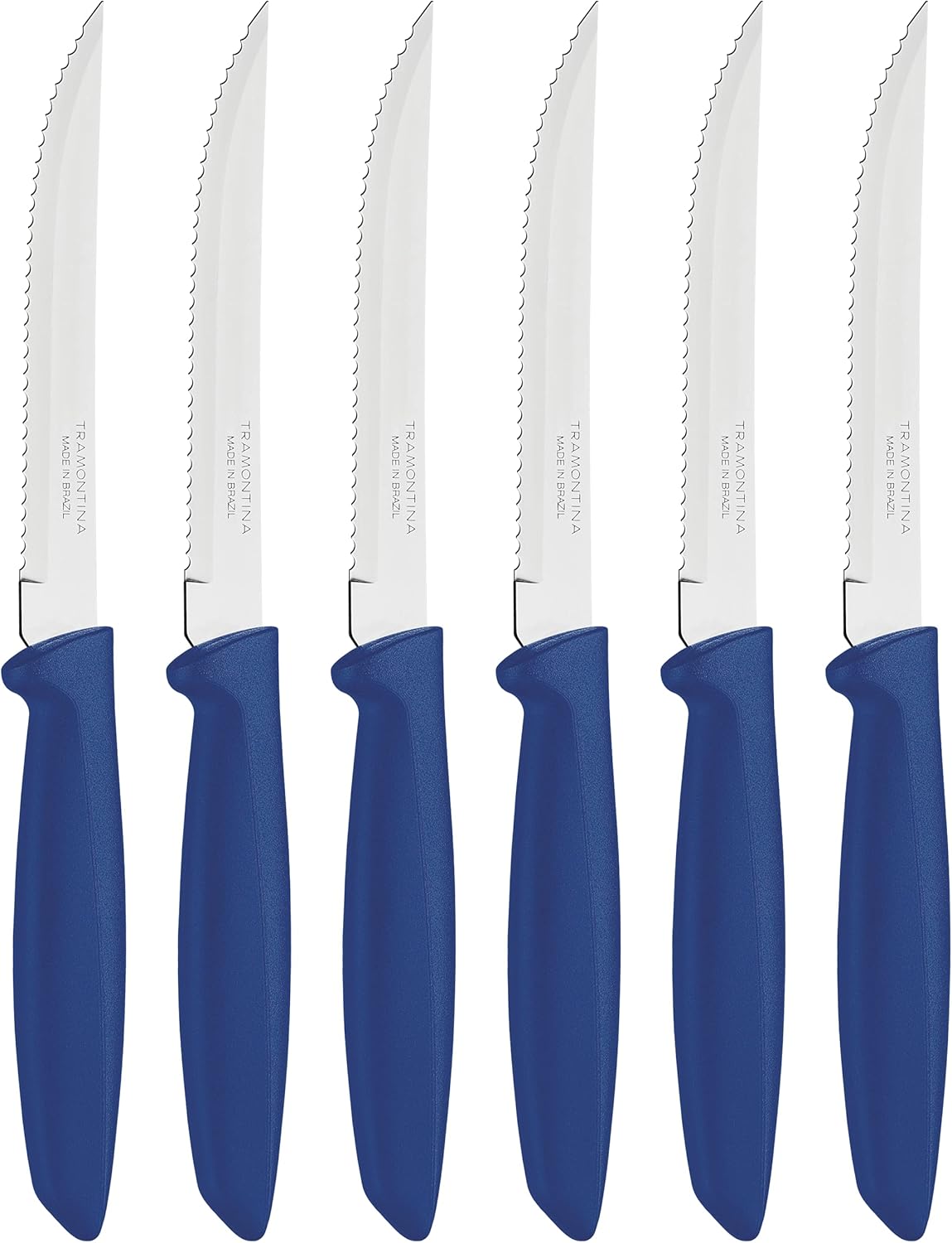 Tramontina Kitchen Knives Set of 6, Serrated Fruit Tomato Cooking Knife, Vegetable Chopper Peeler, Stainless Steel, Multipurpose, Pointed Tip, Brown, 23498454