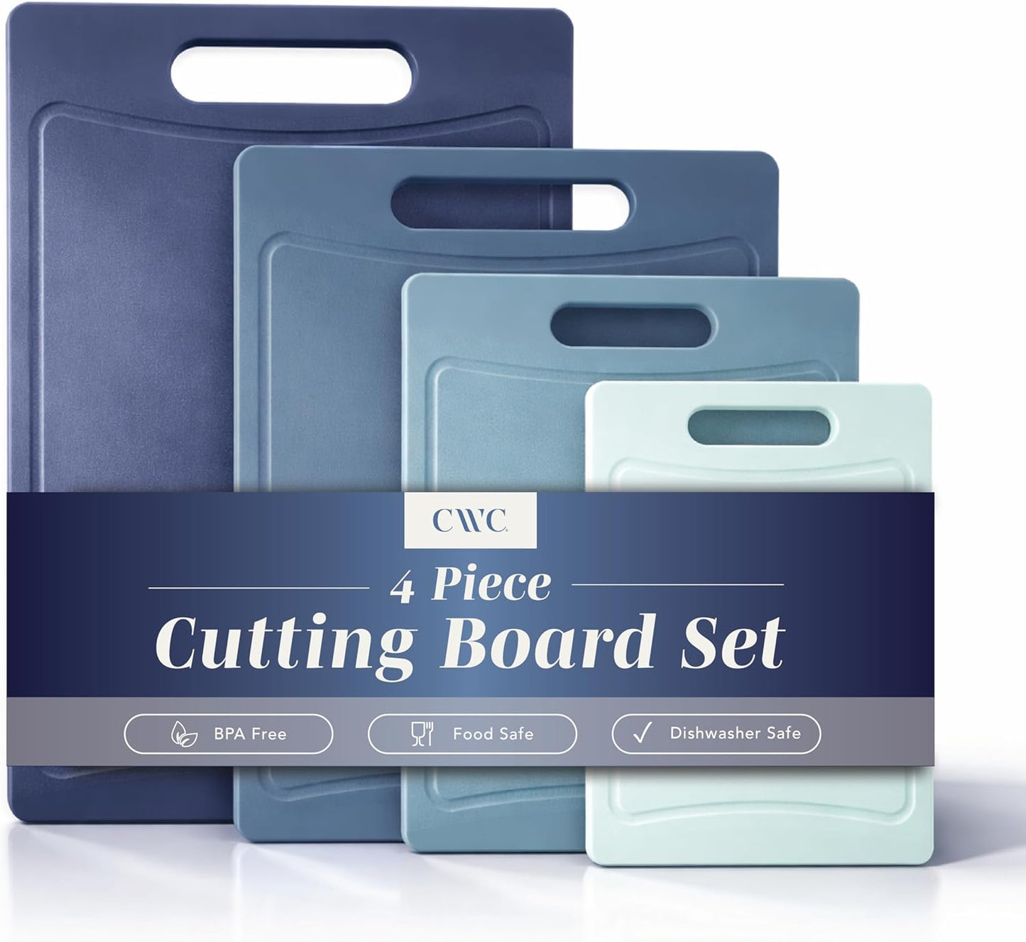 COOK WITH COLOR Non-Slip Cutting Board Set – Kitchen Essentials with Easy Grip Handle for Meat, Veggies, and Fruits, 4 Cutting Boards, Brown