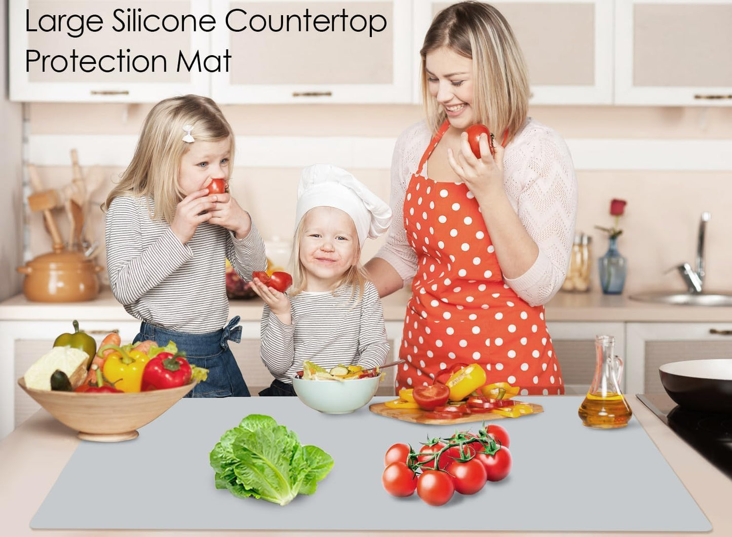Extra Large Dark Green Countertop Mat - Silicone Table Kitchen Desk Mat - Non-Slip & Heat Resistant - Dinner Placemat Pastry Dough Rolling Mat - Colors B