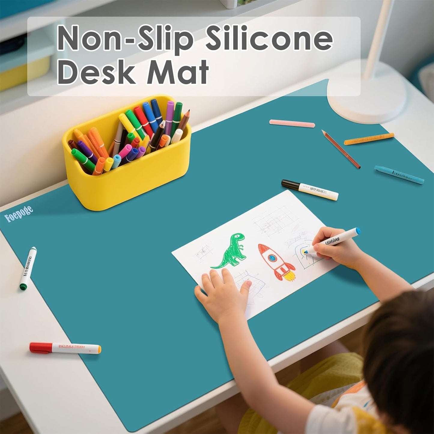 36.2" x 24" Extra Large Silicone Mat for Epoxy Resin, Nonstick Silicon Mats for Crafts Jewelry Casting, Non-Slip Kitchen Table Placemats for Countertop Protector Heat Resistant by Foepoge, Black