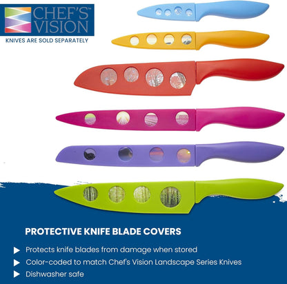 CHEF'S VISION Landscape Knife Blade Covers - Premium Kitchen Knife Guards - Protect your Knives With Stylish Knife Sheaths - Durable and Protective Knife Sleeves - Knives not Included