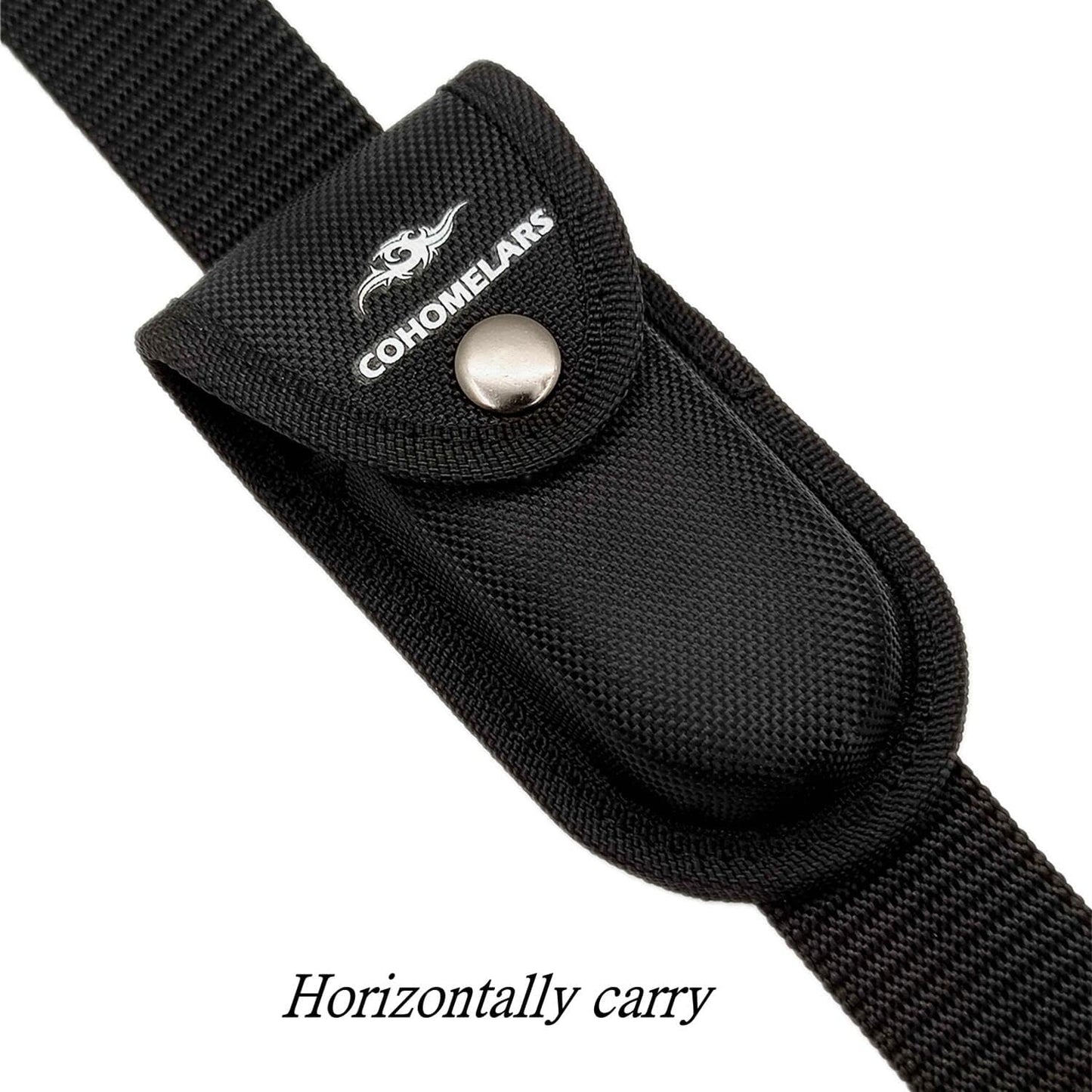 Multitool Belt Sheath for Leatherman, Gerber - Nylon Knife Pouch for Folding Knife - Snap Closure Knife Holder with Horizontally or Vertically Carry Belt Loop