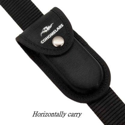 Multitool Belt Sheath for Leatherman, Gerber - Nylon Knife Pouch for Folding Knife - Snap Closure Knife Holder with Horizontally or Vertically Carry Belt Loop