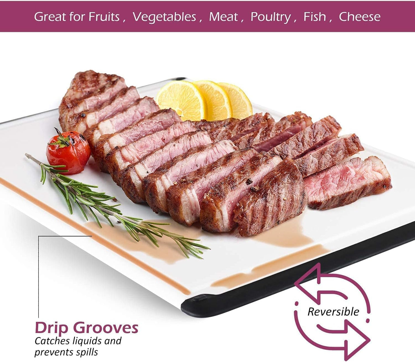 Extra Large Plastic Cutting Board for Kitchen - 18 Inch Dishwasher Safe Cutting Board, Reversible Chopping Board with Juice Groove + Non Slip Feet for Meat, Fruit, Vegetables, Meal Prep by Belwares