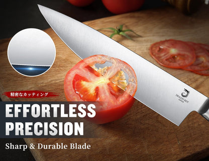 DRAGON RIOT Knife Set with Wood Block - Stainless Steel Kitchen Knives Block Set with Built in Sharpener, Dishwasher Safe, Non-Slip Ergonomic Handle - Gift for Men Women and Housewarming