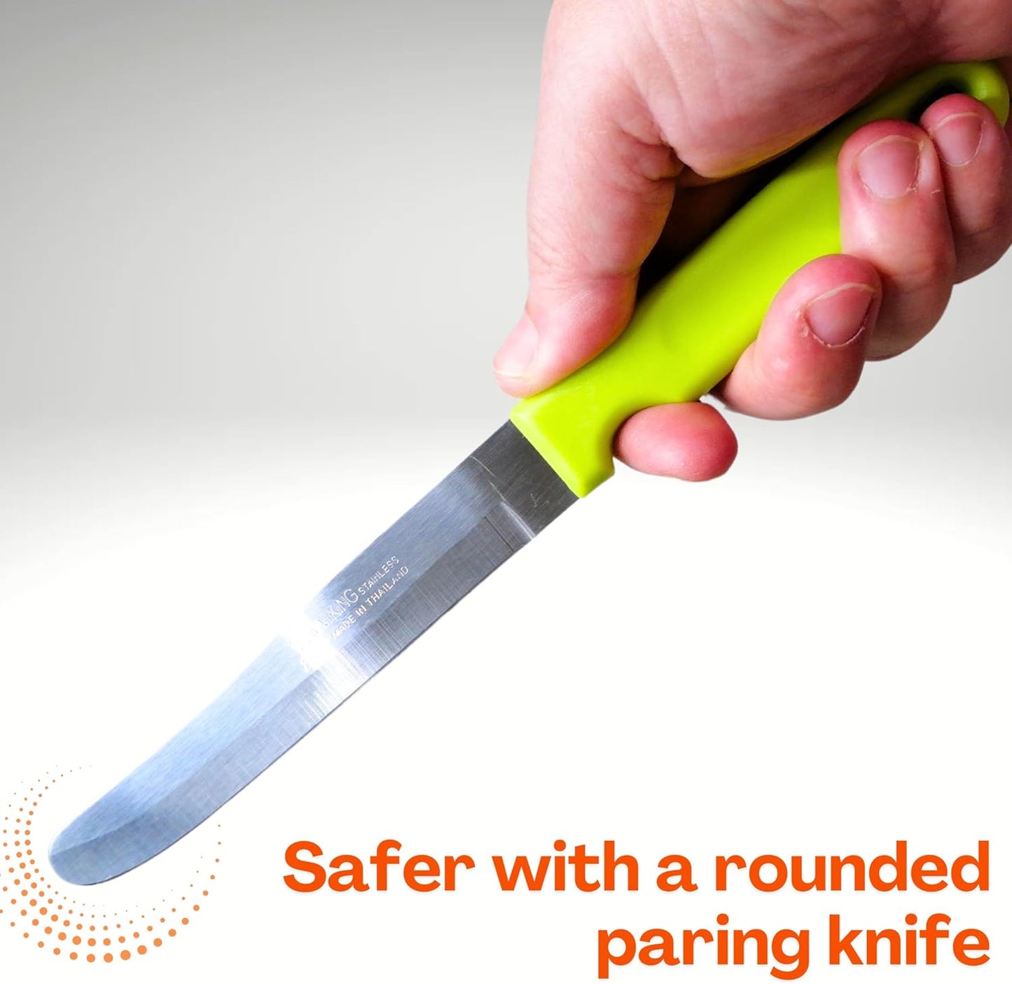 Round Tip Knife, Blunt Knife, Rounded Tip Knives for Cutting Fruit and Vegetable, Smooth Sharp Blade, Safety Knifes (Yellow)