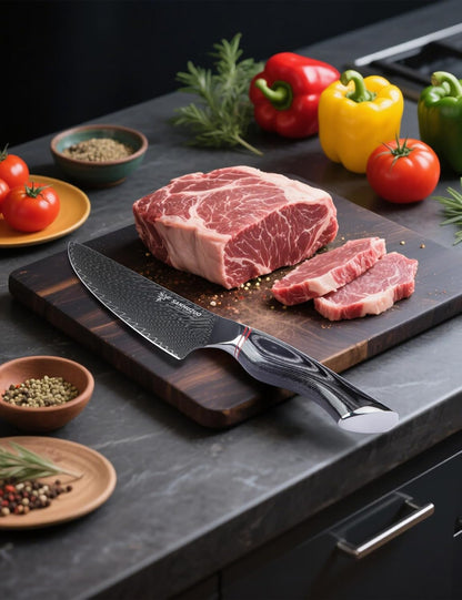 3.5 Inch Paring Knife - Fruit and Vegetable Peeling Knives, Black Damascus Steel with Ergonomic Handle - MIAO Series