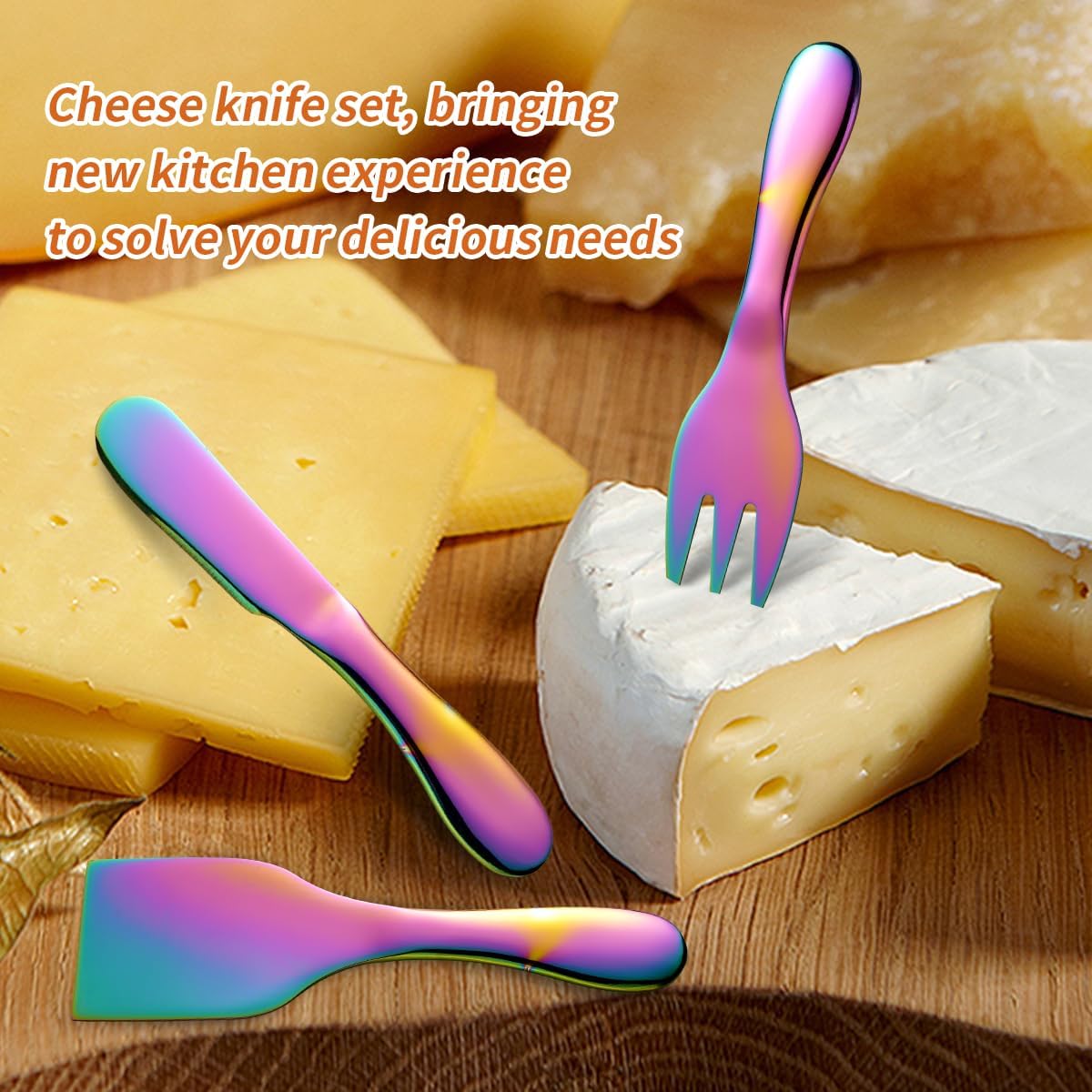 Copper Cheese Knives Set 7 Pieces Stainless Steel Kitchenware Utensils Gadgets 7 Pieces Cheese Knife,Cheese Spreader,Cheese Forks,Cheese Slicer,Cheese Cutter,Butter Knife