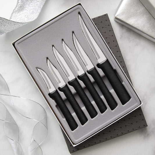Rada Cutlery All-Star Paring Gift Set (S52) with Quick Edge Sharpener (R119), 6-Piece Knife Set and Knife Sharpener, Stainless Steel Blades, Silver Handle