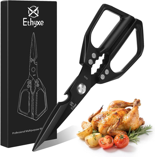 Kitchen Shears for Food - Professional Stainless Steel Japanese Kitchen Scissors for Chicken Bones, Fish, Turkey, Herbs, and Meat – Heavy Duty and Dishwasher Safe