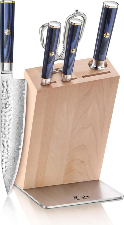Cangshan KITA Series 12-Piece Knife Block Set, HUA Ash Wood Block, 501790 (Blue, 12pc)