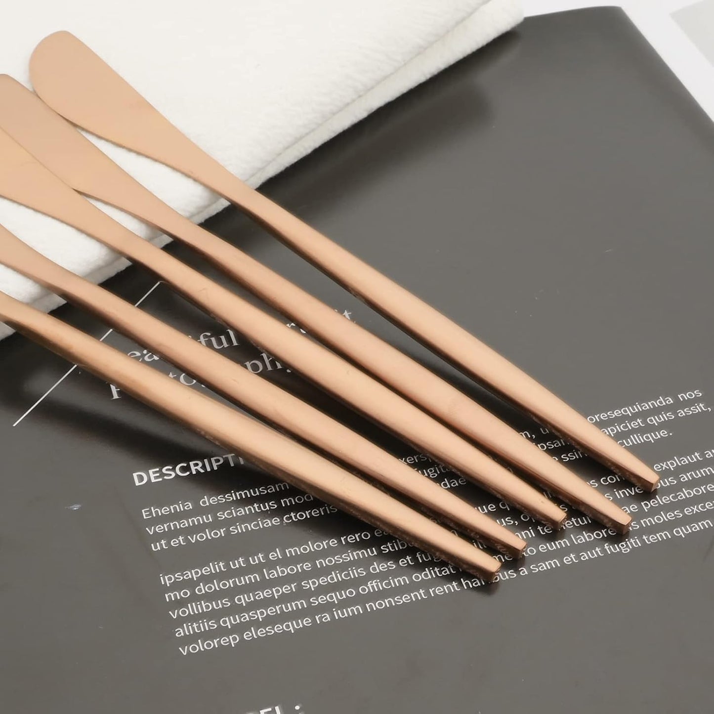 10 Pack Gold Cheese Spreader Knife, Uniturcky Stainless Steel Butter Spreader, 6.9 inches, Condiment Knives for Peanut Sandwich Cream Breakfast Dessert, Matte Serving Utensils