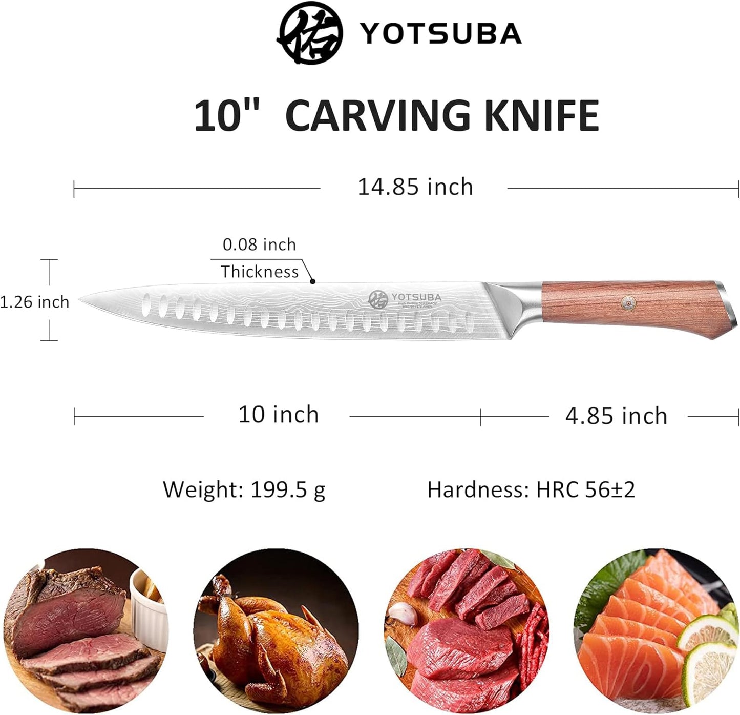 YOTSUBA Steak Knives Set of 6, Razor-Sharp 4.5 Inch Japanese Serrated Steak Knife Set, Full Tang Forged High Carbon Steel Dinner Knives with Ergonomic Handle and Gift Box