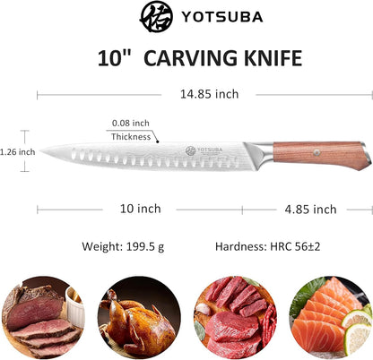 YOTSUBA Steak Knives Set of 6, Razor-Sharp 4.5 Inch Japanese Serrated Steak Knife Set, Full Tang Forged High Carbon Steel Dinner Knives with Ergonomic Handle and Gift Box