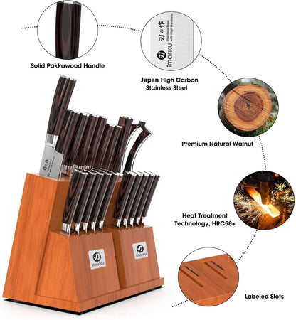 imarku Japanese Steak Knives, Steak Knives Set of 8,Stainless Steel Serrated Steak Knife,Steak Knife with Pakkawood Ergonomic Handle,Gift for Men and Women