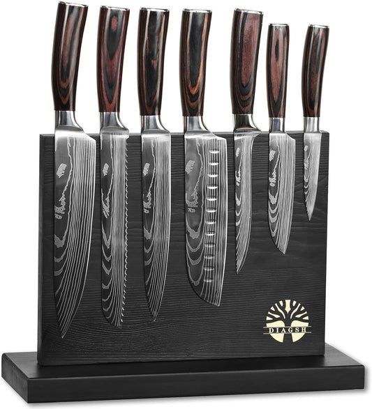 7-Piece Kitchen Knife Set with Magnetic Block - High Carbon Stainless Steel, Hand-Forged, Dishwasher Safe - Professional Knives Set with Block, Versatile Knife Sets for Kitchen