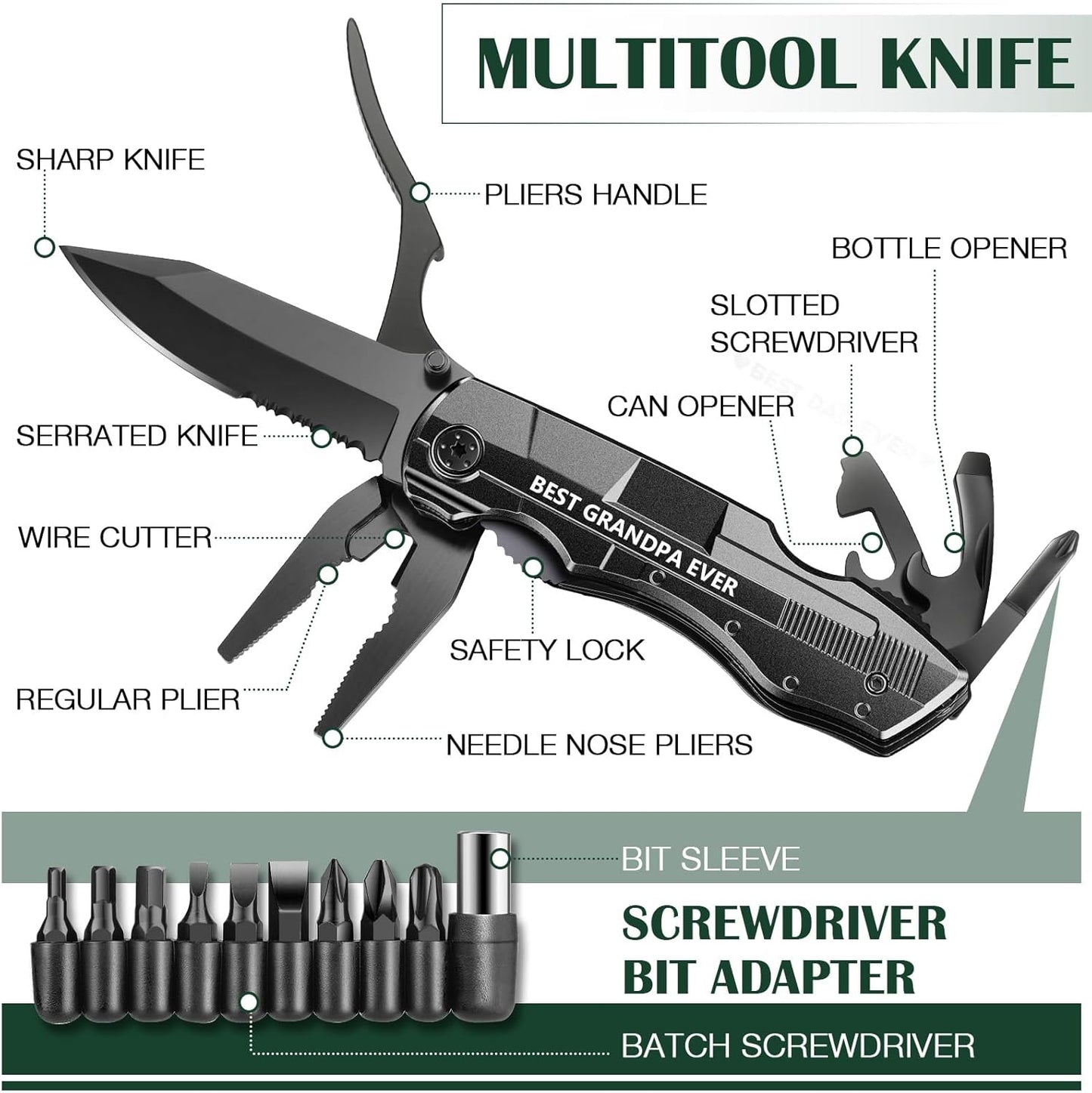 Gifts for Men Him Dad Boyfriend,Multitool Pocket Knife for Men,Anniversary Christmas Gifts for Birthday,Hiking Camping Knife with Screwdrivers Pliers Bottle Opener