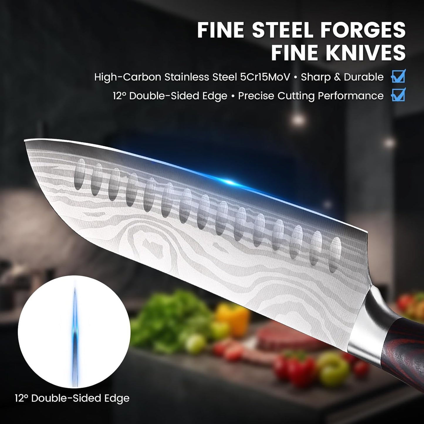 DiiHAUZZ 7 Inch Fillet Knife for Fish, Razor Sharp Boning Knife High Carbon Stainless Steel for Poultry Deboning and Meat Cutting, Japanese Filleting Knives with Ergonomic Pakkawood Handle, Sheath