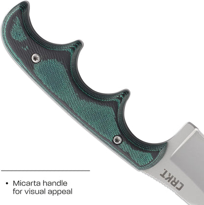 CRKT Minimalist Bowie Outdoor Survival Fixed Blade Knife with Sheath: Stainless Steel Plain Edge Blade, Micarta Handle, 2387