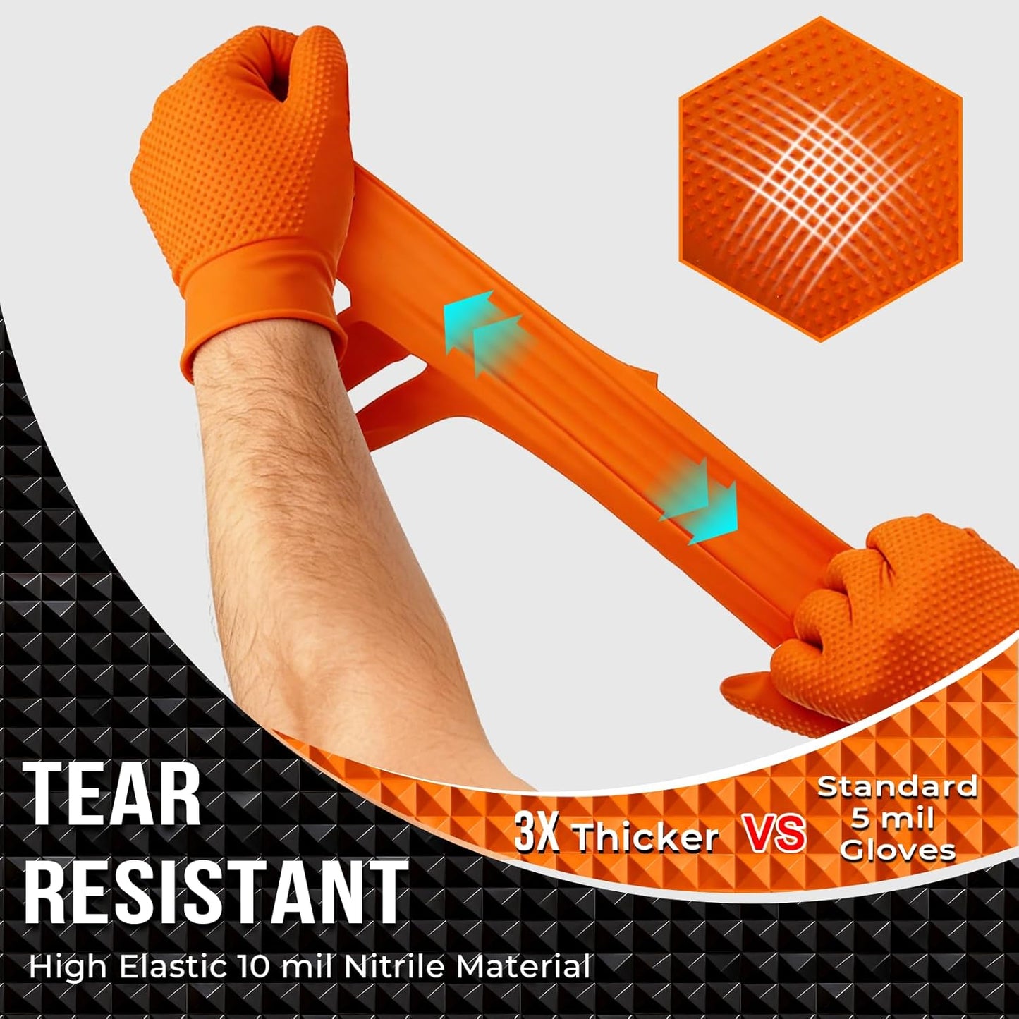 ANBOSON 10 Mil Diamond Textured Nitrile Gloves, Heavy Duty Disposable, Extra Thick, Latex & Powder Free, Chemical and Puncture Resistant, Ideal for Auto Repair, Cleaning, Painting, X-Large