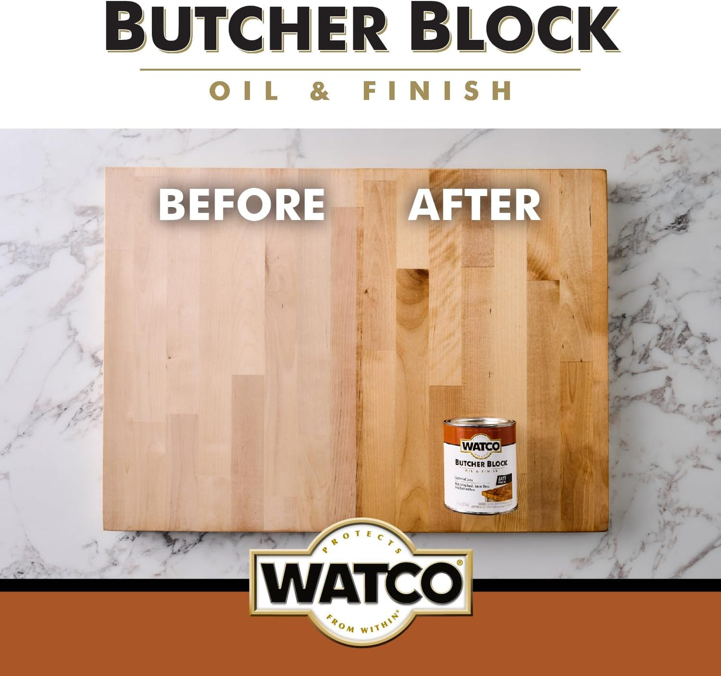 Watco Butcher Block Oil & Finish | Safe For Food Contact | Easy Wipe‑On Application | Oil Sheen Enhances and Protects | Clear | Pint