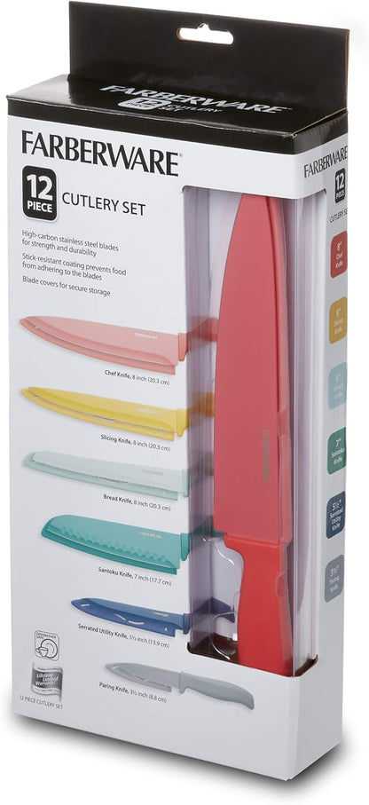 Farberware - 5272030 Farberware Resin Cutlery Set, Assorted, Pastel Cool, 12-piece