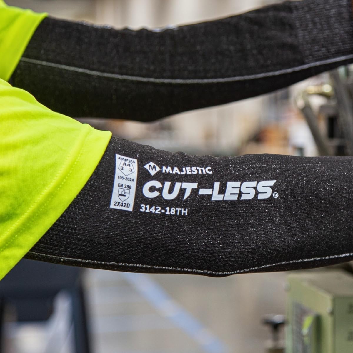 Majestic Glove Cut-Less Korplex Cut Resistant Sleeves w/Thumb Hole, Provide Arm and Wrist Protection