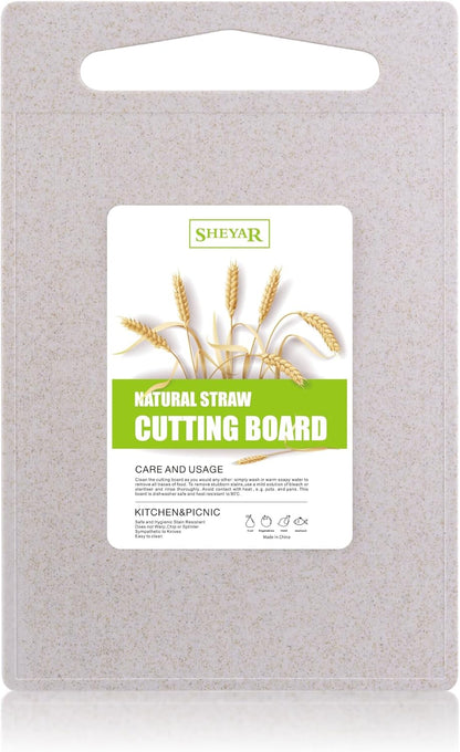 Cutting Board for Kitchen, Wheat Straw Fiber Cutting Board, Dish Washer Safe, w/Juice Grooves for Meat, Veggies, Easy Grip Handle, Non-slip Surface Eco-friendly Serveware Accessories （10‘x6.3’）