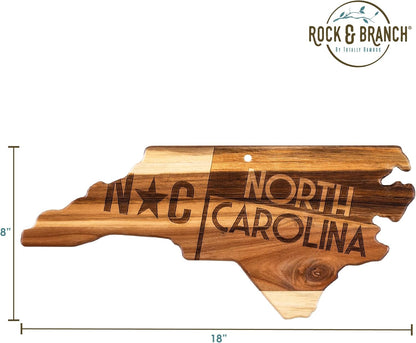 Totally Bamboo Rock & Branch Origins Series New York State Shaped Cutting Board and Charcuterie Serving Tray, Includes Hang Tie for Wall Display