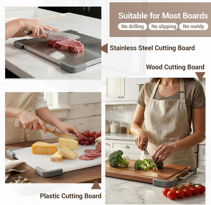 Silicone Non-Slip Feet for Titanium Cutting boards, Non-Slip Rubber Cutting Board Feet,Durable Anti-Slip Cutting Board Pads for Wooden & Plastic Boards (Gray)