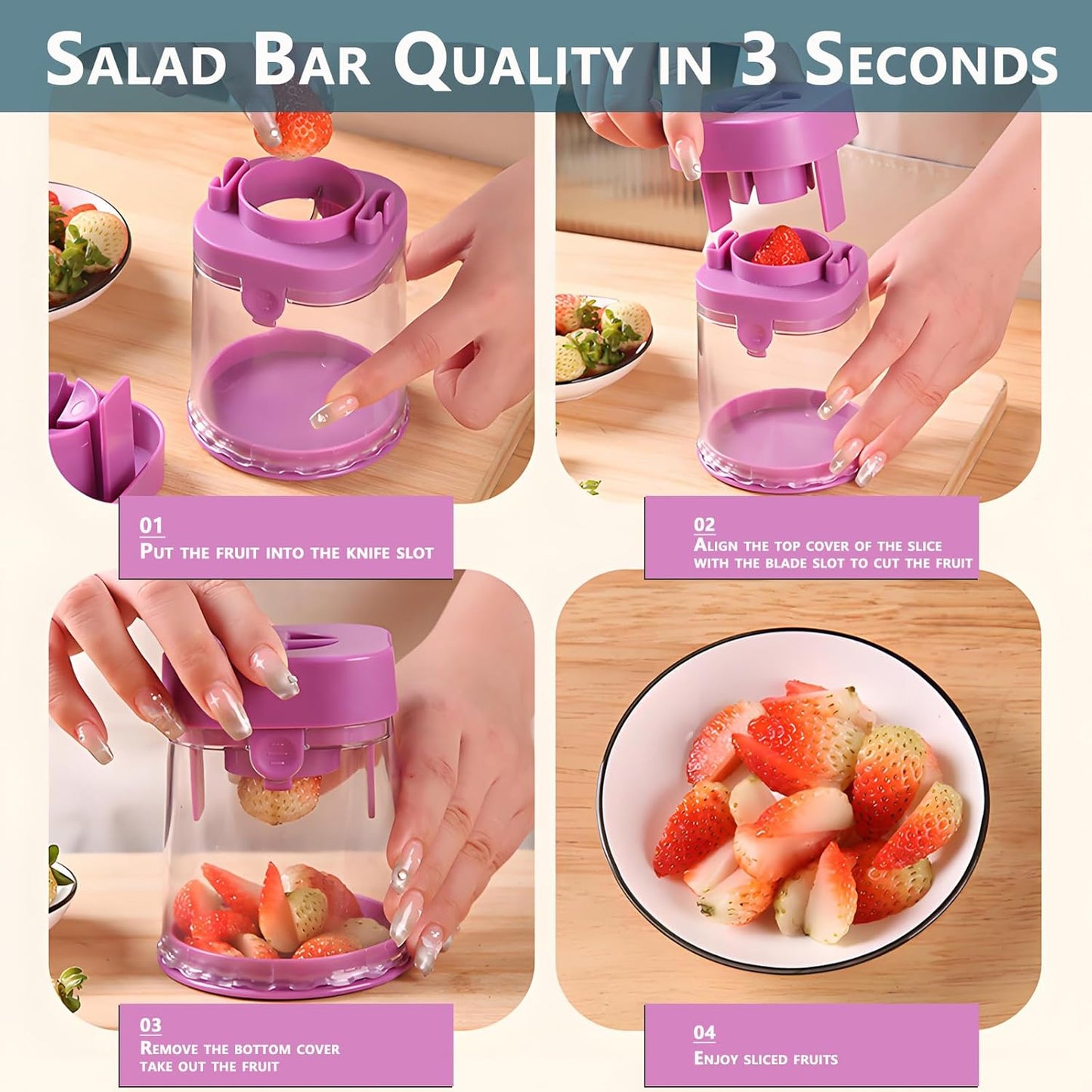 New Grape Cutter for Toddlers, Cutter Quarter Slicer Tool Into 4 Pieces for Slicing Grapes, Strawberries, Cherry, Tomatoes (Pink)
